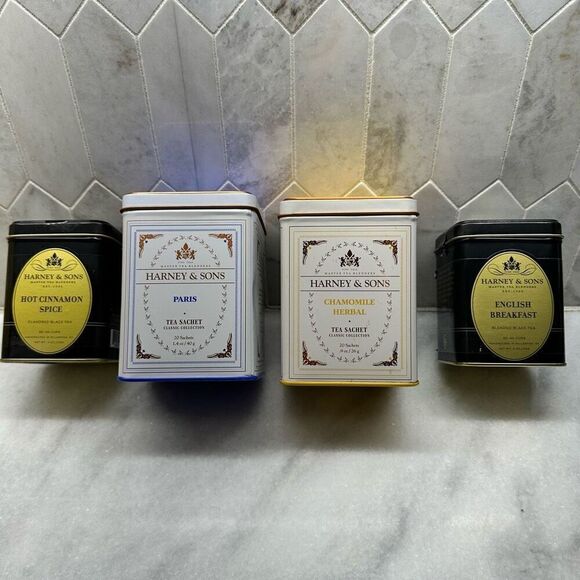 Vintage Harney & Sons Metal Tins Tea Cans Set of 4 (does not contain tea) - Picture 2 of 7